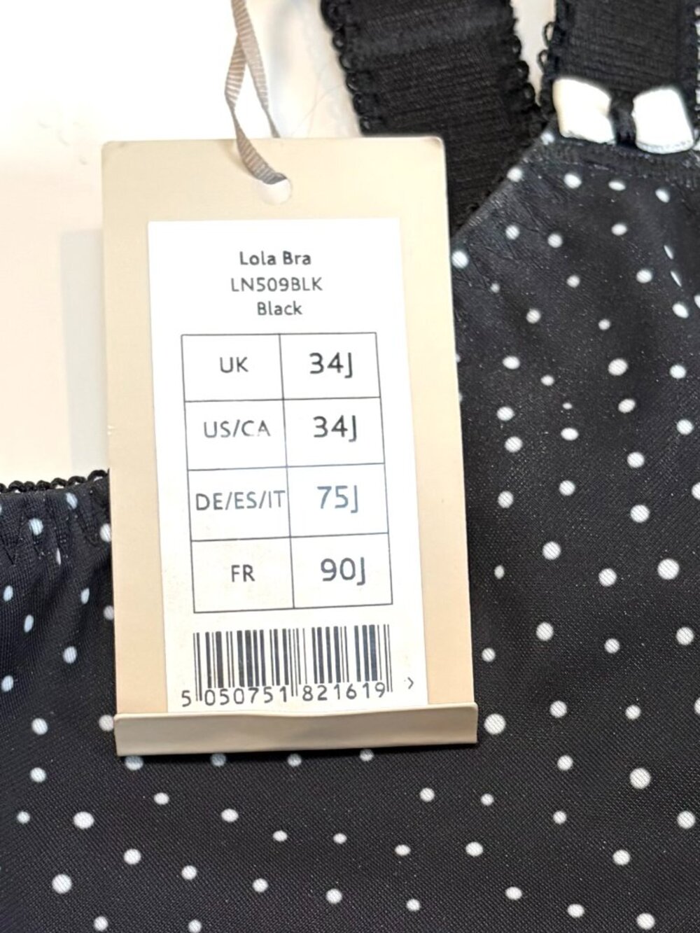 Bravissimo Lola Bra, NWT, black and white polka dots, 34M US/34J UK - Picture 4 of 5